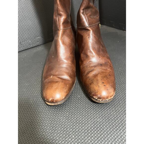 VINTAGE SALVATORE FERRAGAMO Women Brown Leather Tall Knee High Boot Sz 10 Narrow - Picture 4 of 12